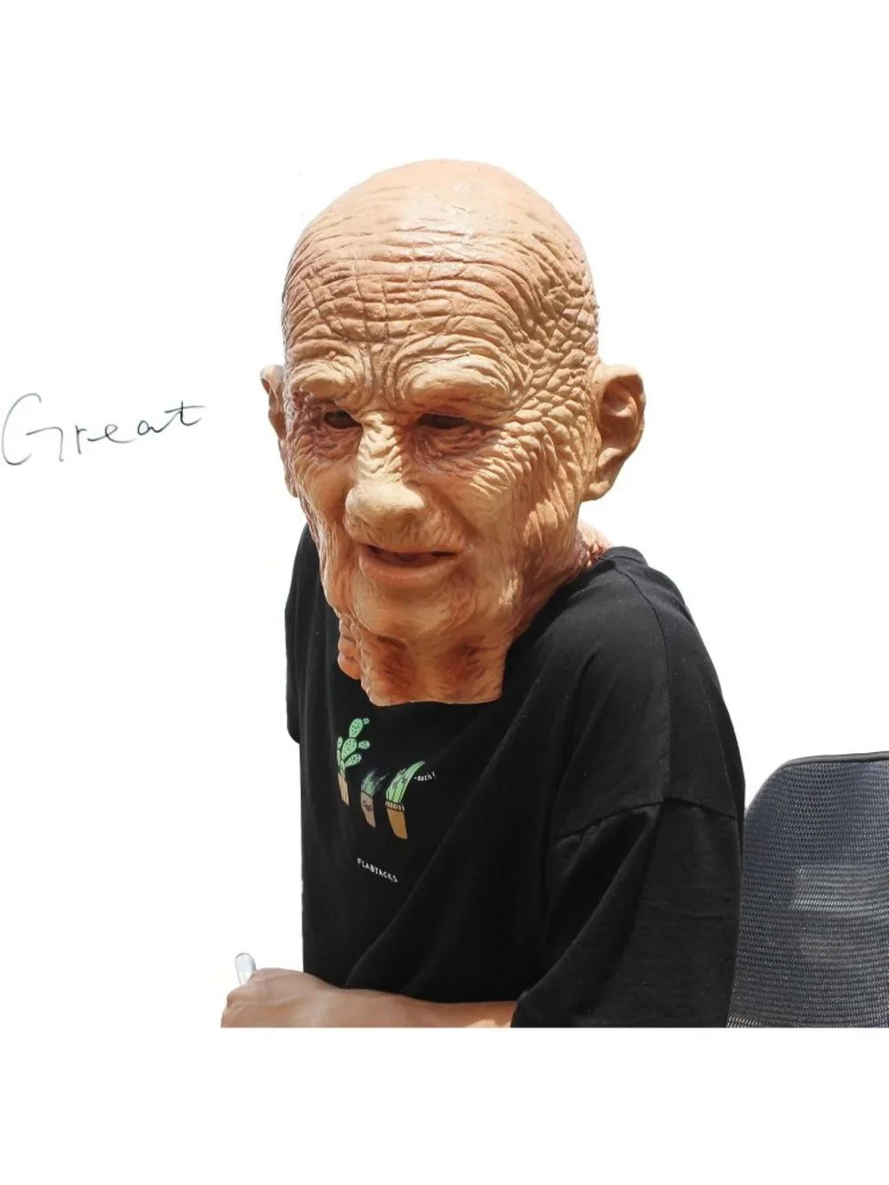 Old Women's Creepy Grandpa Realistic Halloween Latex Human Wrinkle Face Mask